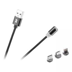 Cablu USB MAGNETIC 3in1 USB Type C LIGHTNING micro USB 1m negru REBEL 2