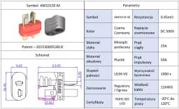 Mufa alimentare DC tata PIN 2 pe cablu lipite 25A AMASS AM-1015 2