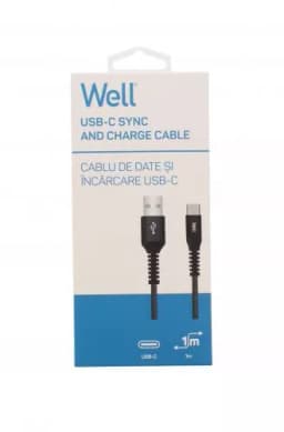 Cablu de date si incarcare USB Type C 3A 1m Well negru 2