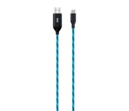 Cablu date incarcare micro USB 1m 2.1A Well flux de lumina albastra 1