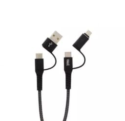 Cablu de date si incarcare 4in1 1m 3A Well negru 2