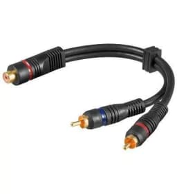 Cablu adaptor RCA mama la 2x RCA tata OFC dublu ecranat 0.2m Goobay 1