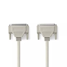Cablu serial 25pini D-Sub tata - D-Sub 25pini mama 3m crem Nedis 1