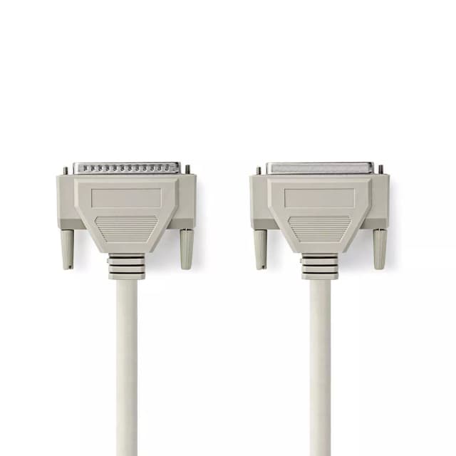 Cablu serial 25pini D-Sub tata - D-Sub 25pini mama 3m crem Nedis