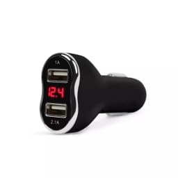 Incarcator auto negru 3.1A USB x2 bricheta cu voltmetru MNC 1