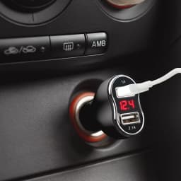 Incarcator auto negru 3.1A USB x2 bricheta cu voltmetru MNC 2
