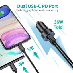 Incarcator auto 2x USB Type C PD 3.0 36W Choetech C0054 4