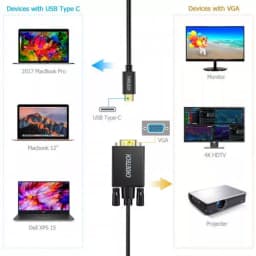 Cablu USB Type C - VGA Choetech XCV-1801 1.8m negru 2