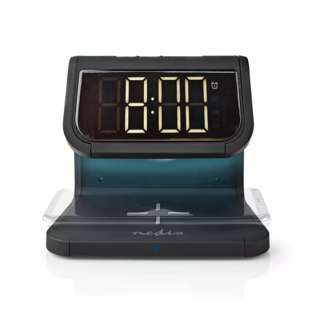Ceas cu alarma Nedis incarcator wireless Qi lumina multicolora negru