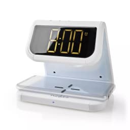 Ceas cu alarma Nedis incarcator wireless Qi lumina multicolora alb 12
