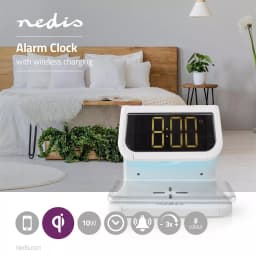 Ceas cu alarma Nedis incarcator wireless Qi lumina multicolora alb 16