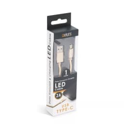 Cablu de date si incarcare USB Type C cu lumina LED auriu 1m Delight 4