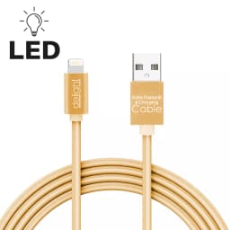 Cablu date incarcare iPhone lightning lumina LED 1m Delight auriu 1