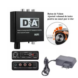 Adaptor TOSLINK RCA - 2x RCA +Jack 3.5 mm si amplificare semnal 2
