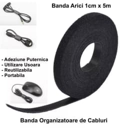 VELCRO banda textila cu arici 1cm x 5m negru 2