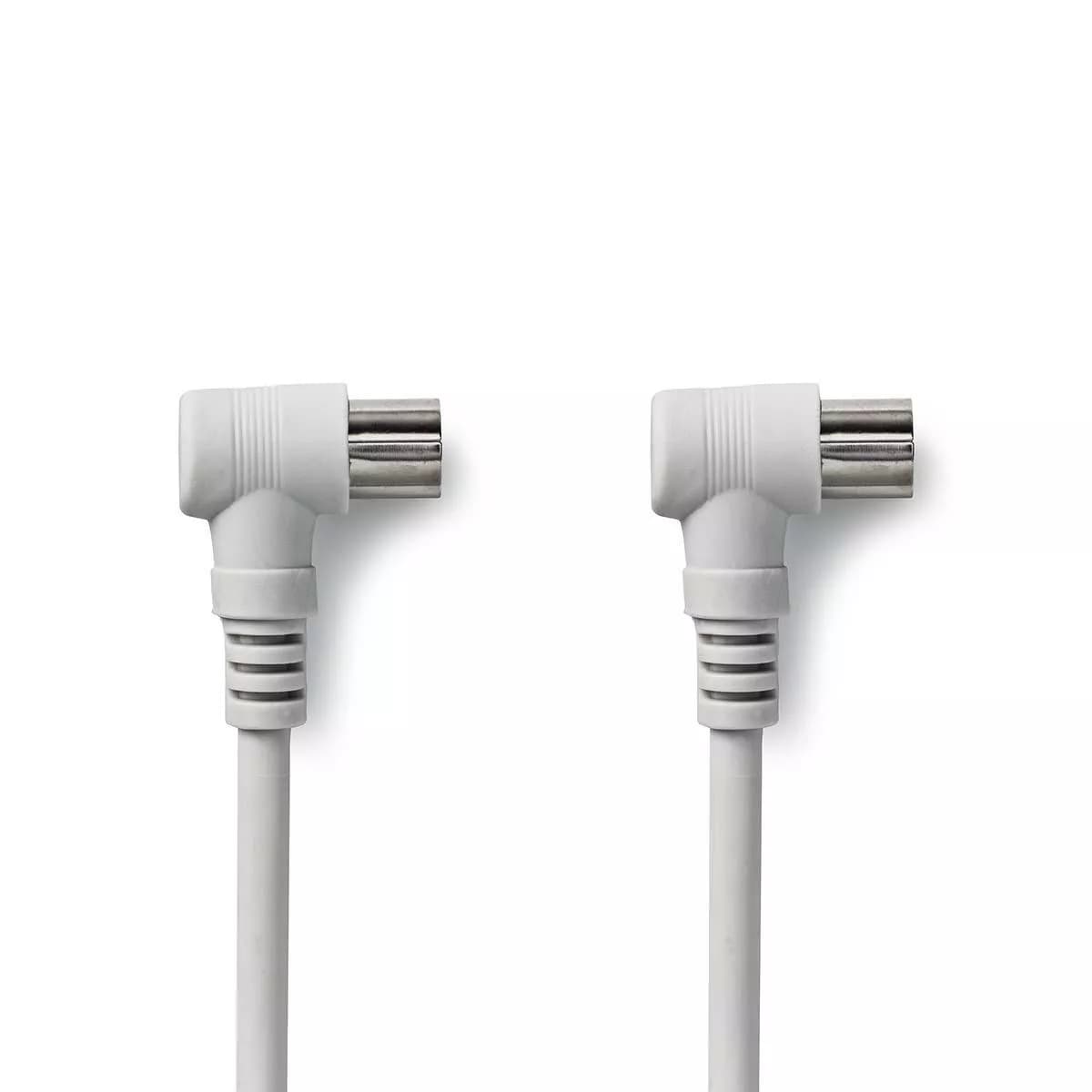 Cablu coaxial tata cotit - coaxial mama cotit 3m alb Nedis