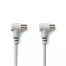 Cablu coaxial tata cotit - coaxial mama cotit 3m alb Nedis 1