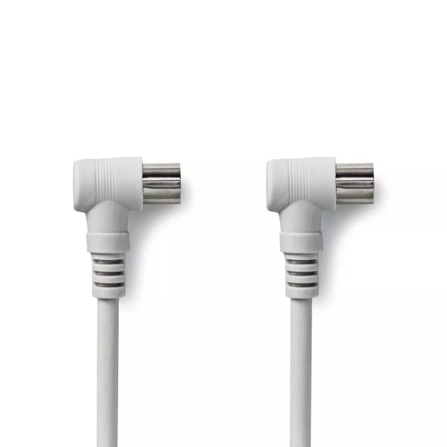 Cablu coaxial tata cotit - coaxial mama cotit 3m alb Nedis