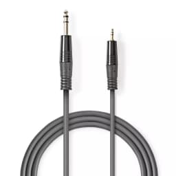 Cablu audio stereo Jack 6.35 mm Tata - 3.5 mm Tata 1.5m gri Nedis 1