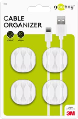 Cleme pentru gestionarea cablurilor cu 3 sloturi Goobay set 4buc alb 1