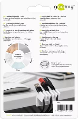 Cleme pentru gestionarea cablurilor cu 5 sloturi Goobay set 2buc alb 7