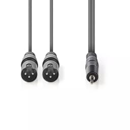 Cablu audio stereo 2x XLR 3-Pin tata - 3.5 mm Jack tata 1.5m gri Nedis 2