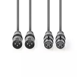 Cablu XLR Nedis XLR 2x 3-Pin tata - 2x XLR 3-Pin mama 5m gri 2
