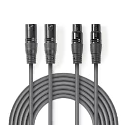 Cablu XLR Nedis XLR 2x 3-Pin tata - 2x XLR 3-Pin mama 5m gri 1