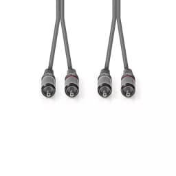 Cablu audio stereo 2x RCA tata - 2x RCA tata 5m gri Nedis 2