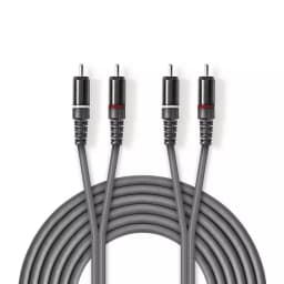 Cablu audio stereo 2x RCA tata - 2x RCA tata 5m gri Nedis 1