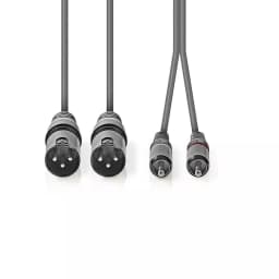 Cablu audio 2x XLR 3-Pini tata - 2x RCA tata 3m gri Nedis 2