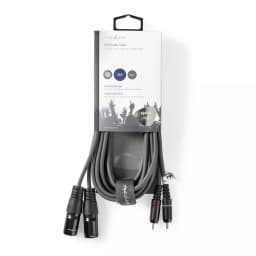 Cablu audio 2x XLR 3-Pini tata - 2x RCA tata 3m gri Nedis 3