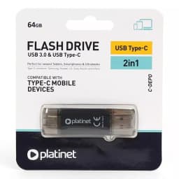 Flash Drive USB 3.0 + TYPE C 64GB C-DEPO PLATINET PMFC64S 3