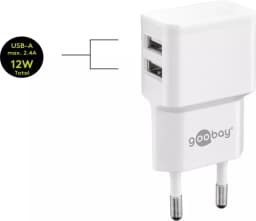 Incarcator dual Apple Lightning USB 2.4A 12W 1m alb Goobay 3