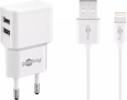 Incarcator dual Apple Lightning USB 2.4A 12W 1m alb Goobay 1