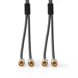 Cablu audio stereo 2x RCA tata - 2x RCA tata 1m gri Nedis 2