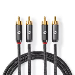 Cablu audio stereo 2x RCA tata - 2x RCA tata 1m gri Nedis 1