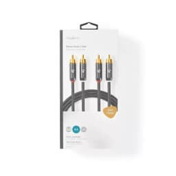 Cablu audio stereo 2x RCA tata - 2x RCA tata 1m gri Nedis 4