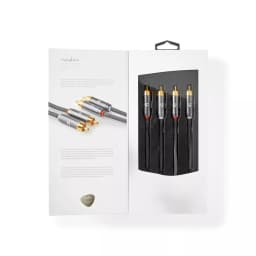 Cablu audio stereo 2x RCA tata - 2x RCA tata 1m gri Nedis 3