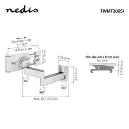 Suport de perete pentru tableta cu miscare pe 3 directii 7 - 12" Nedis 7