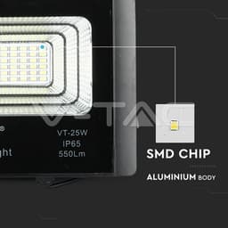 Reflector LED 12W 6000K 550lm cu incarcare solara V-TAC 3