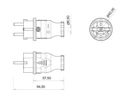 Fisa schuko cauciuc Bemis BK1-1402-2011 2P+E 16A 250V IP44 negru 2