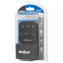 HUB 3x USB 2.0 cititor card SD/MICROSD cablu 50cm REBEL 3