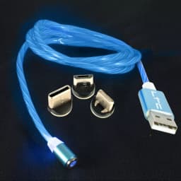Cablu 1m 3in1 USB TYPE C iPhone Micro USB iluminat LED albastru 2