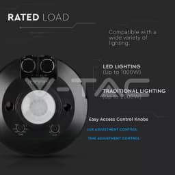 Senzor miscare cu montaj pe tavan 360 grade negru max 2000W V-TAC 6