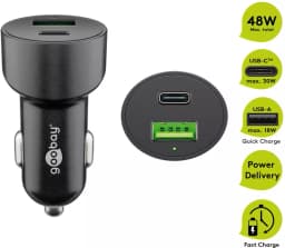 Incarcator 12-24V auto rapid dublu USB si USB type C PD 3A 48W Goobay 7