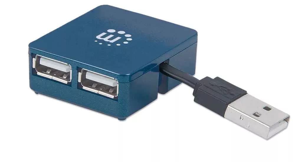 HUB mini USB 2.0 cu 4 porturi albastru 160605 Manhattan