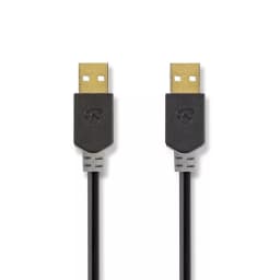 Cablu USB 2.0 A tata - A tata 2m Hi-Speed 480Mbps antracit Nedis 1
