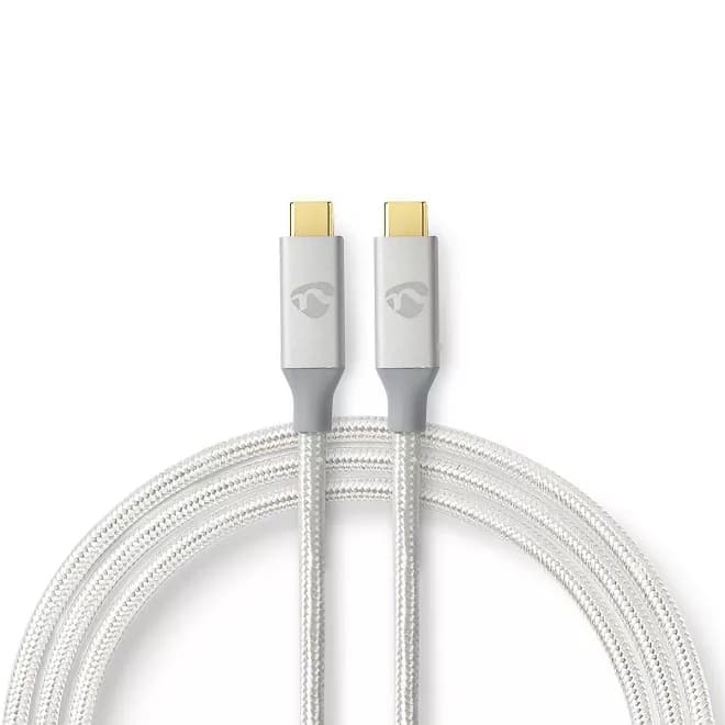 Cablu USB 3.2 Gen2x2 TYPE C tata-tata 20Gbps 1m 100W 5A argintiu Nedis