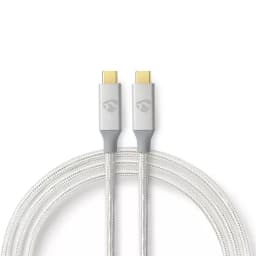 Cablu USB 3.2 Gen2x2 TYPE C tata-tata 20Gbps 1m 100W 5A argintiu Nedis 1